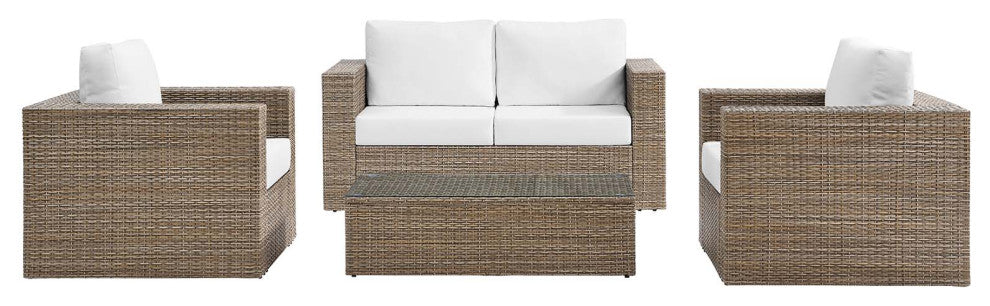 Convene Outdoor Patio Outdoor Patio 4-Piece Furniture Set, Cappuccino White