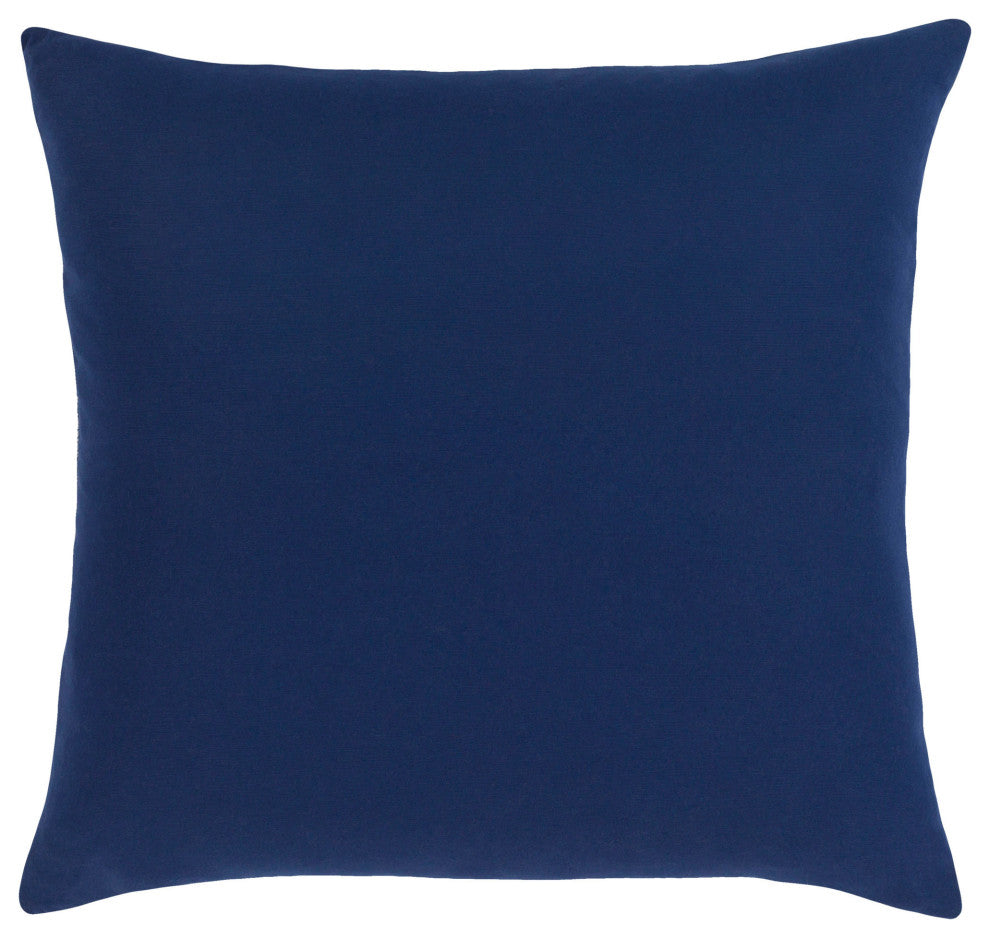 Surya Sanya Bay Navy Pillow Shell With Polyester Insert 18"H X 18"W