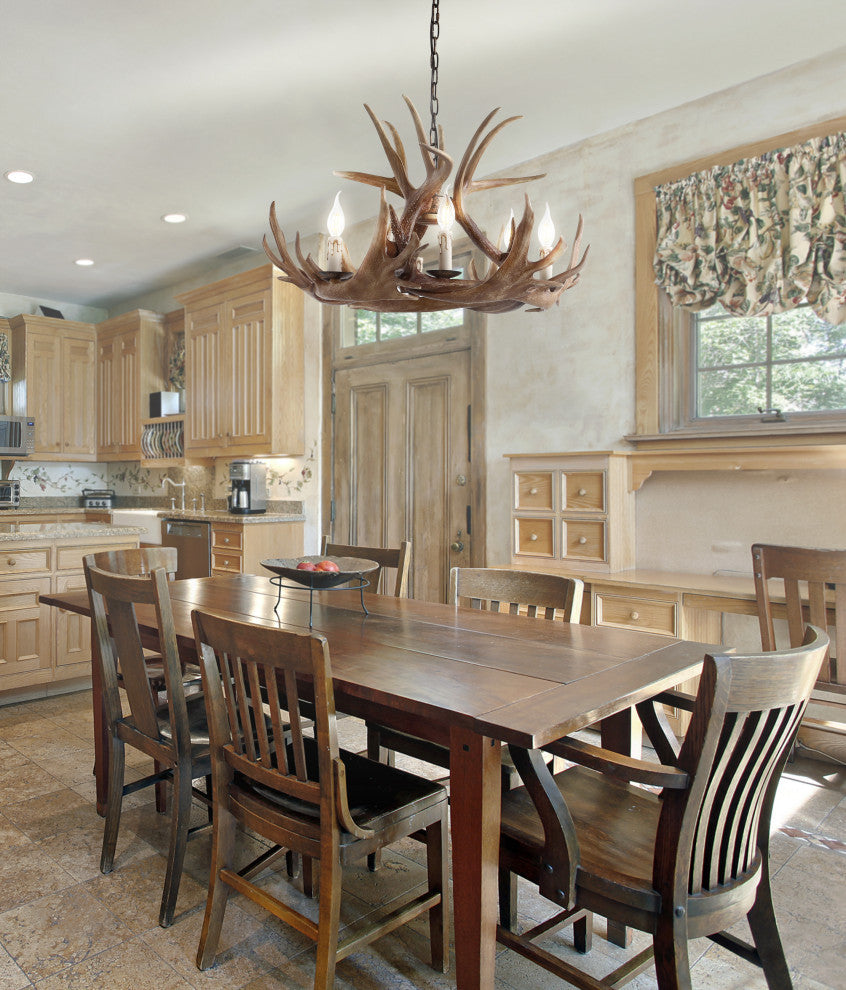 Eldora Adjustable Resin Antler 6-Light Chandelier, Width: 28.5"