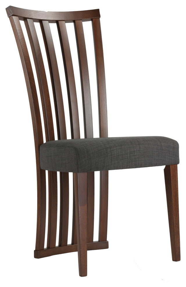 Cortesi Home Ingrid Dining Chair, Charcoal Fabric, Walnut Finish, Set of 2