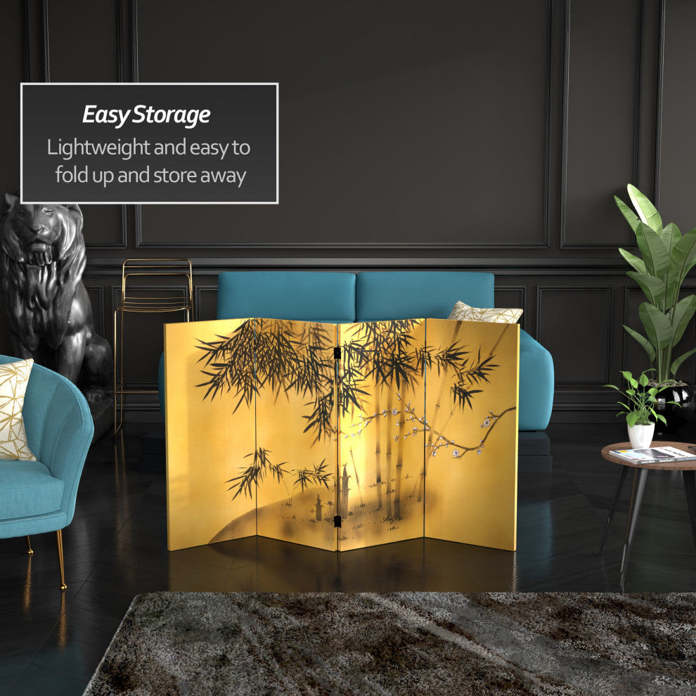 3' Tall Double Sided Bamboo Tree Canvas Room Divider