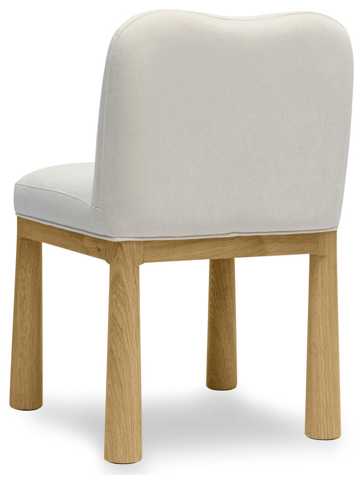 Tiara Velvet Oak Dining Chair, Cream