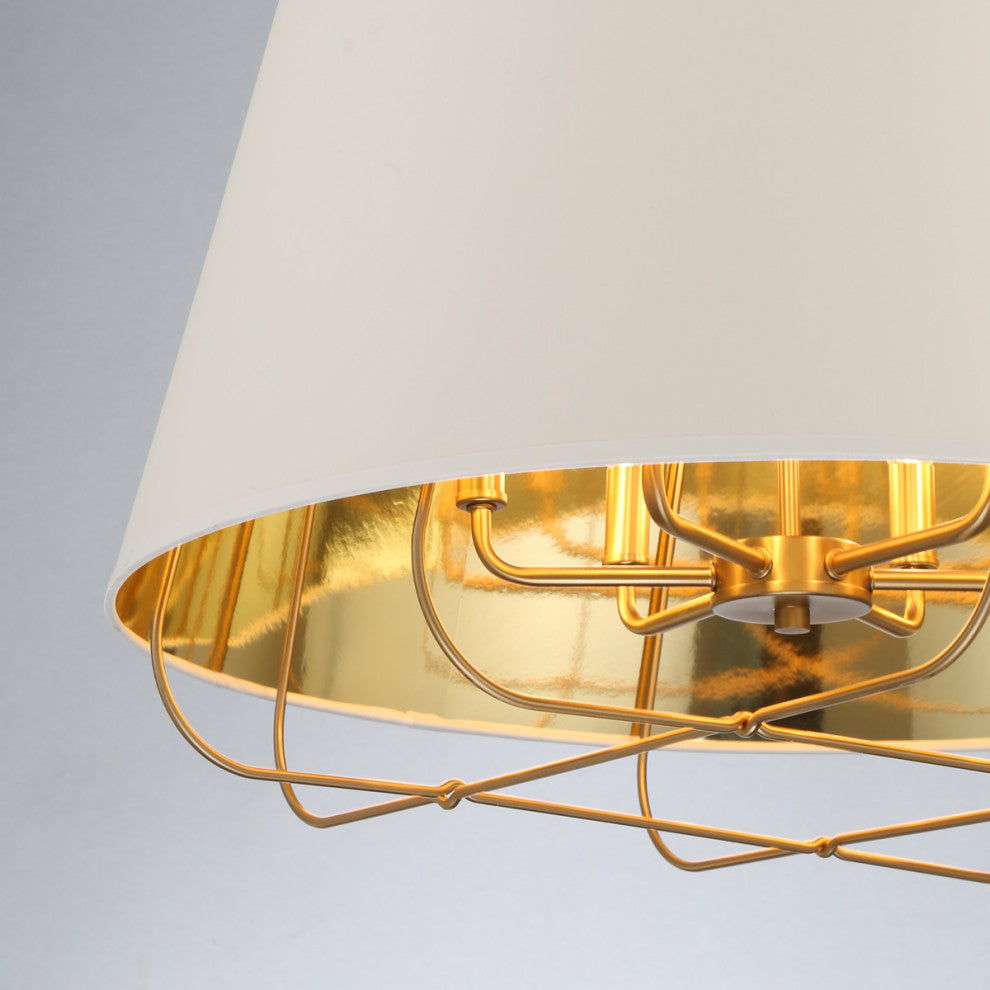Transitional Large Pendant, Brass, White/Gold