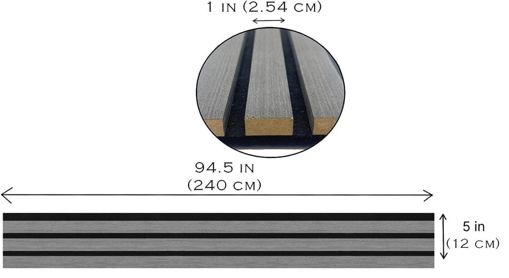 Acoustic Wood Wall Panels | Soundproof Paneling For Wall Decor, Grey, Pack of 6, Acoustica