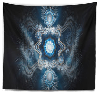 Cabalistic Clear Blue Texture Abstract Wall Tapestry, 80"x68"