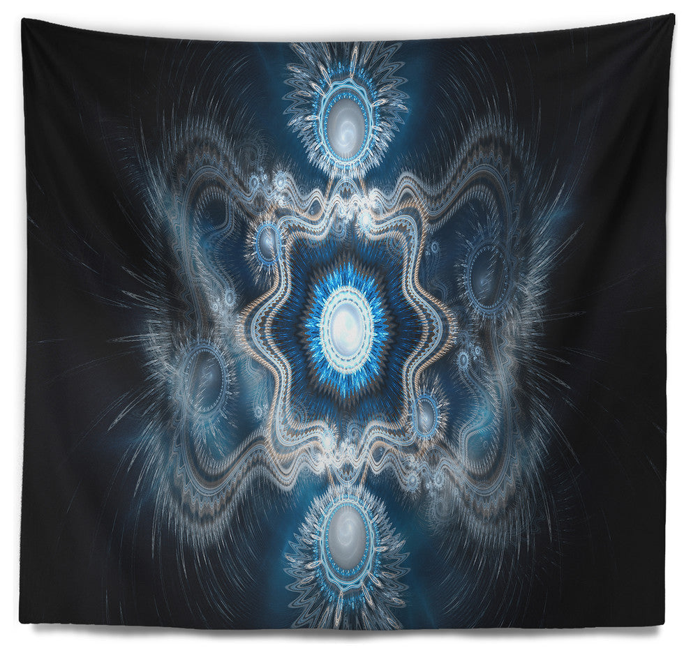 Cabalistic Clear Blue Texture Abstract Wall Tapestry, 80"x68"