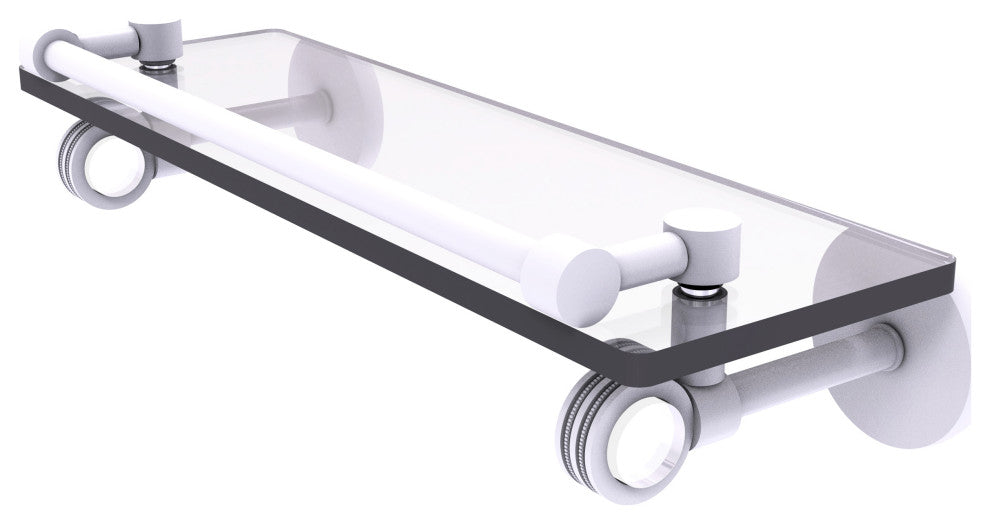 Clearview 16" Gallery Rail Glass Shelf with Dotted Accents, Matte White