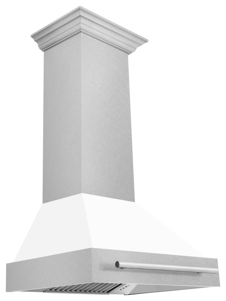 ZLINE 30 In. Wall Mount Hood, DuraSnow With White Matte Shell, 8654SNX-WM-30