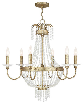 Chandelier With Clear Crystals, Hand-Applied Winter Gold