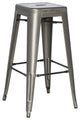Occ, Industrial Style Backless Metal Industrial Stack Bar, Gunmetal, Set of 4