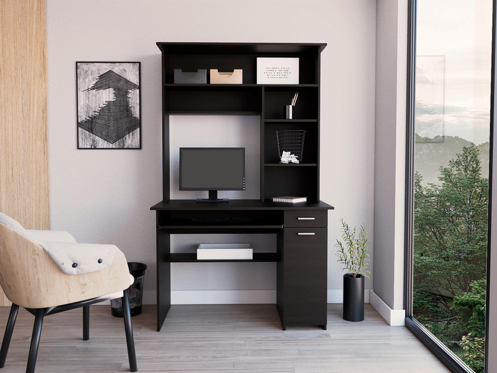 Xalo 180 Compu Hutch Desk, Black