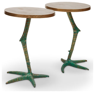 Elements Pavo End Table, Antique Brass