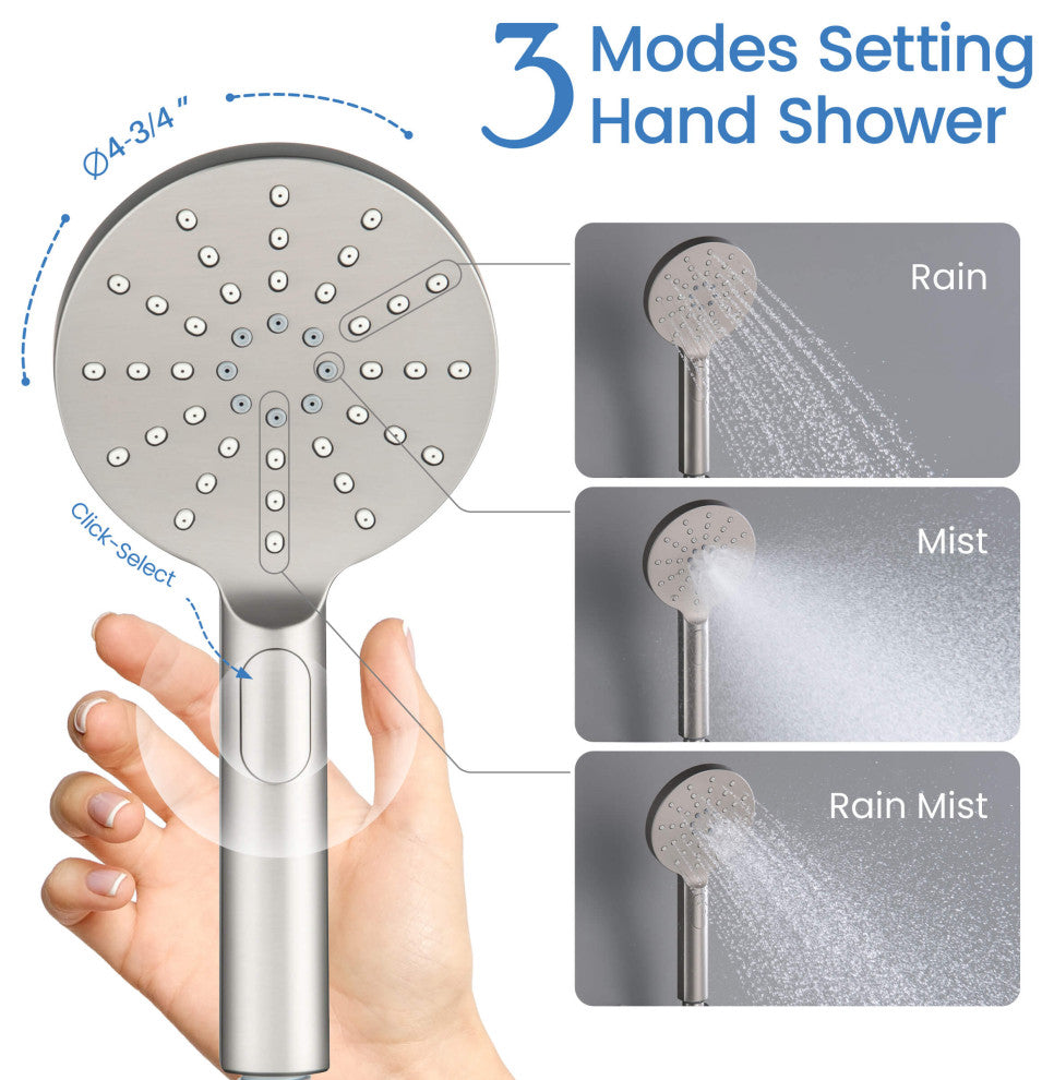 Ceiling Mounted 2-Function Shower System, Rough, Valve, Brushed Nickel