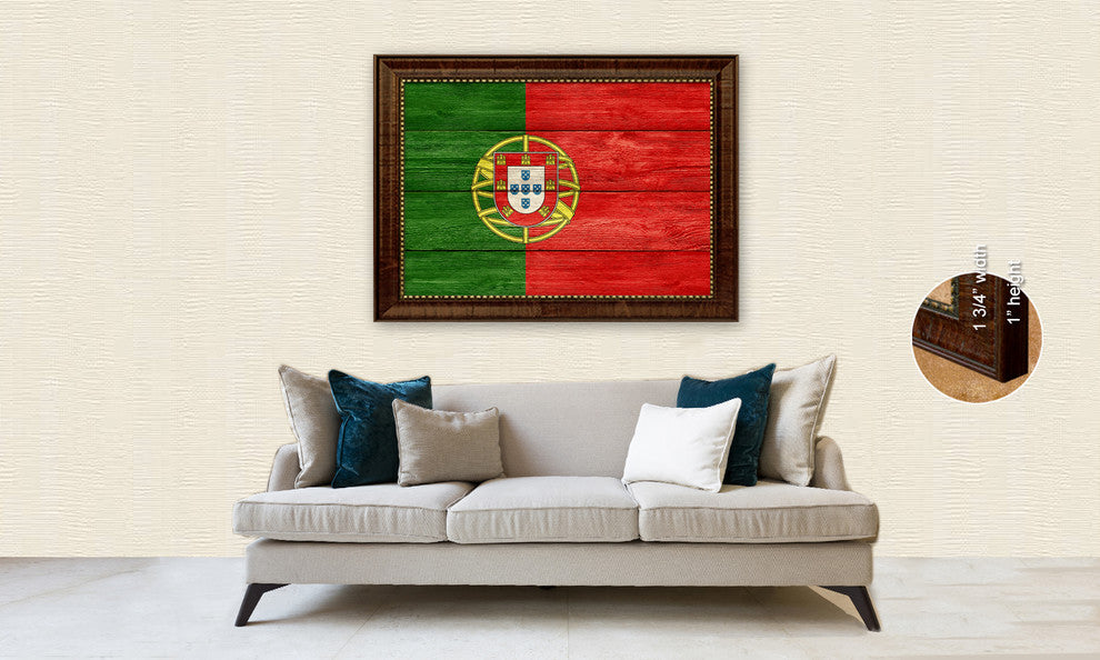 Qatar Country Textured Flag Print With Brown Gold Frame, 15"X21"