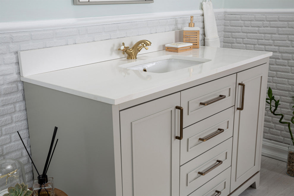 Albia Collection 48" Bathroom Vanity With Sink, Mirror, Countertop, Gray