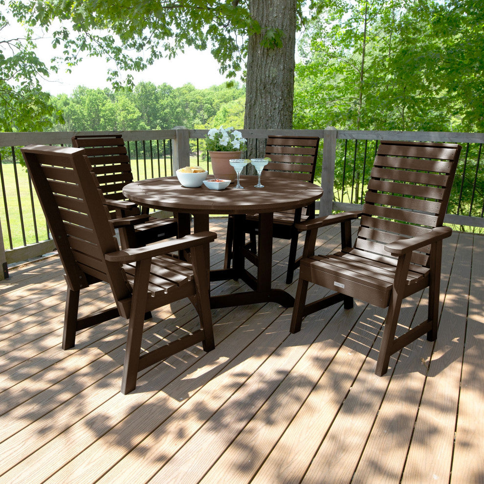 Weatherly 5-Piece Round Dining Set, Weathered Acorn