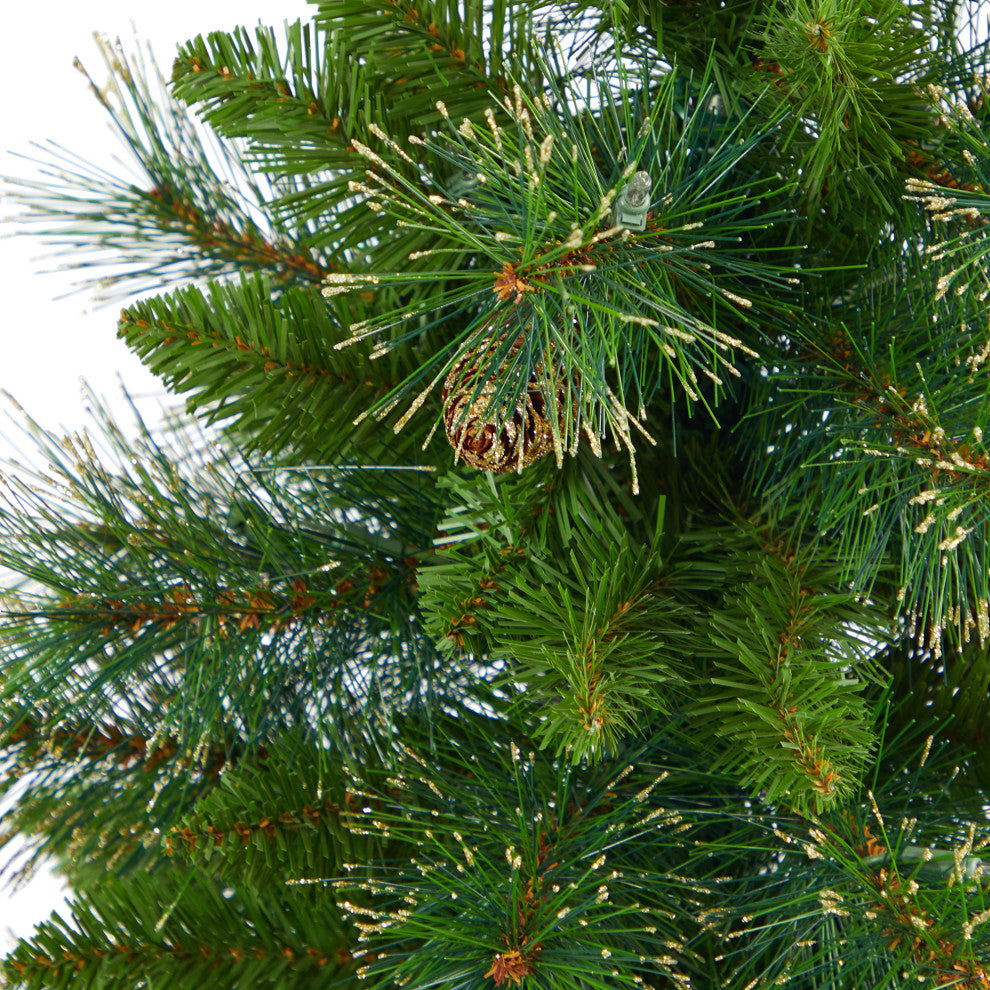50" Golden Washington Pine Faux Xmas Tree W/Lights, Pinecones, Bendable Branches