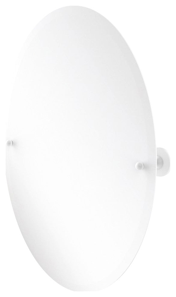 Shadwell Frameless Oval Beveled Edge Tilt Mirror, Matte White