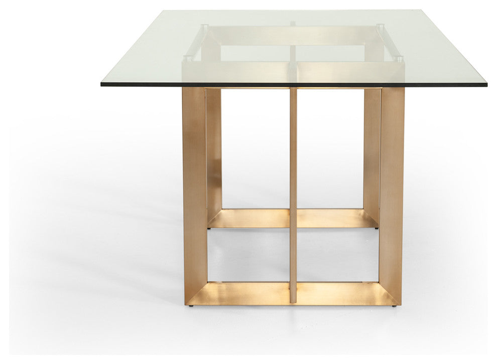 Modrest Keaton Modern Glass and Brass Dining Table