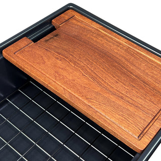 Nantucket 30" Workstation Fireclay Apron Sink Side Drain, Matte Black