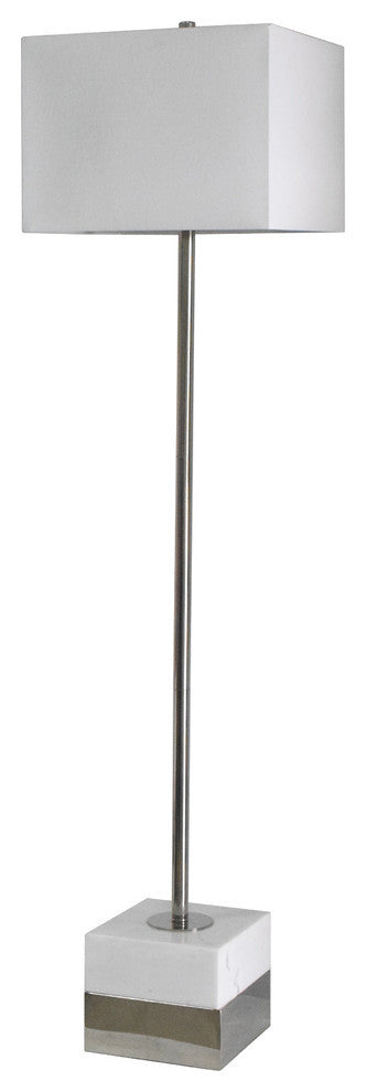 White Marble, Polished Nickel Frame Floor Lamp