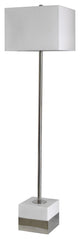 White Marble, Polished Nickel Frame Floor Lamp