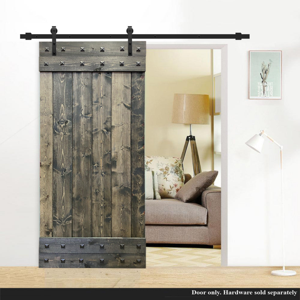 TMS 1 Panel Barn Door With Clavos, Espresso, 42"x84"