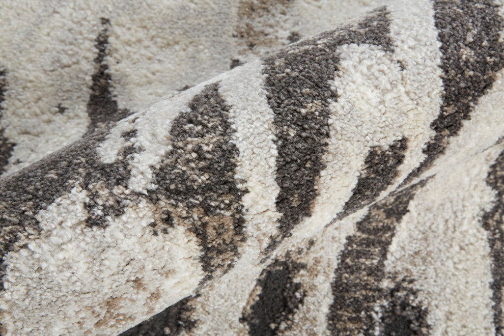 Weave & Wander Kayden Contemporary Abstract Rug, Gray/Charcoal, 10'x14'