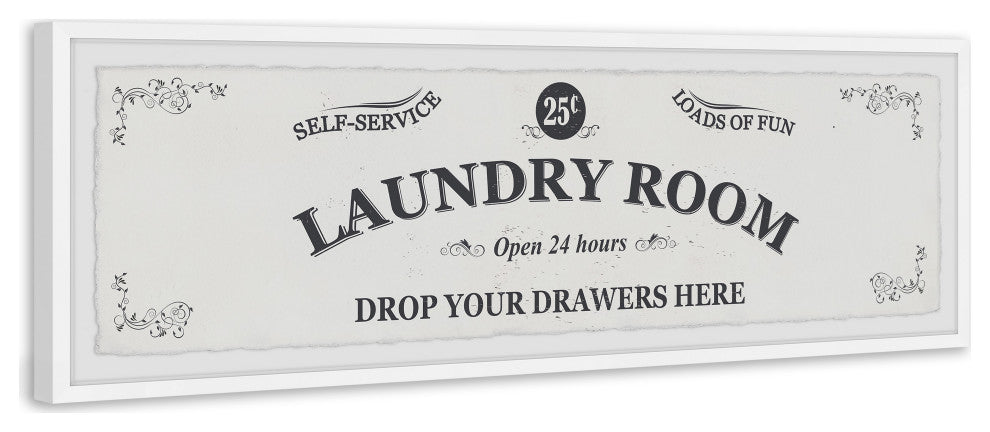 "Self-Service Laundry Room" Framed Painting Print, 45x15