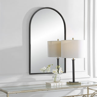 Annabelle 39" X 24" Arched Vanity Bathroom Wall Mirror, Matte Black