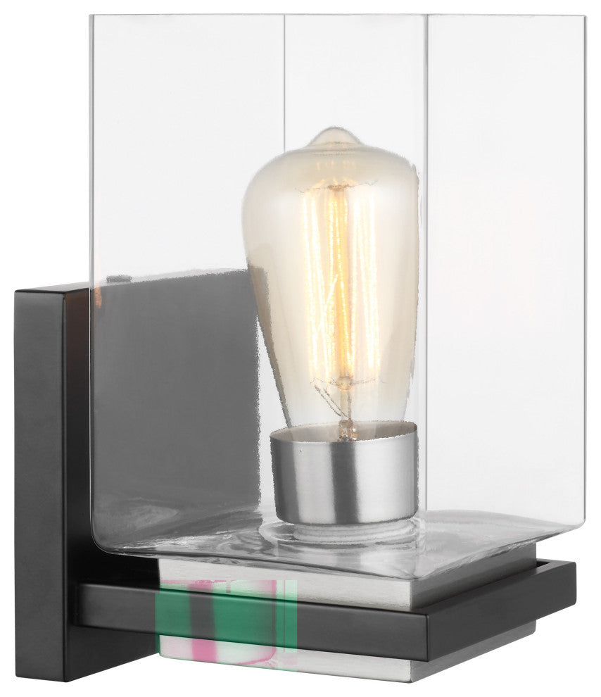 Crossroads 1-Light Vanity, Matte Black With Clear Glass