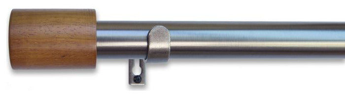 Linen Avenue Wood Cylinder Single Curtain Rod Set,28 to 48-Inch,Antique Silver