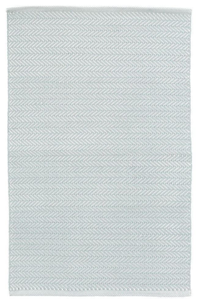 Dash & Albert Herringbone Light Blue/Ivory Indoor/Outdoor Rug, Blue, 2' x 3'