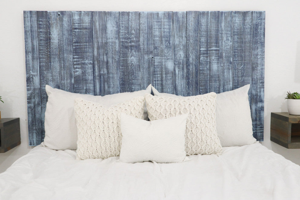 Handcrafted Headboard, Hanger Style, Blue Stonewash, Queen