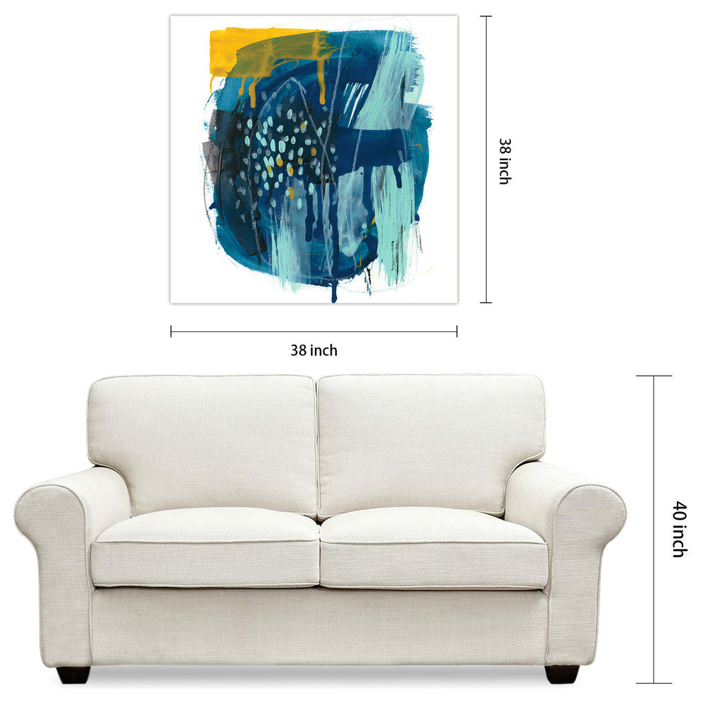 "Intuitive Motion" Blue Abstract Wall Art Free Floating Tempered Glass Print