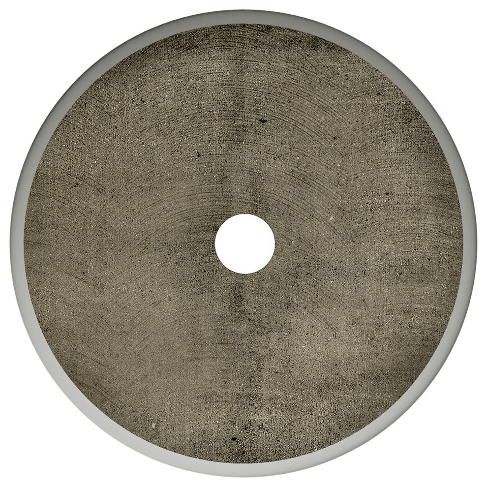 Lisse 14.5" Round Concrete Vessel Bathroom Sink, Dark Gray