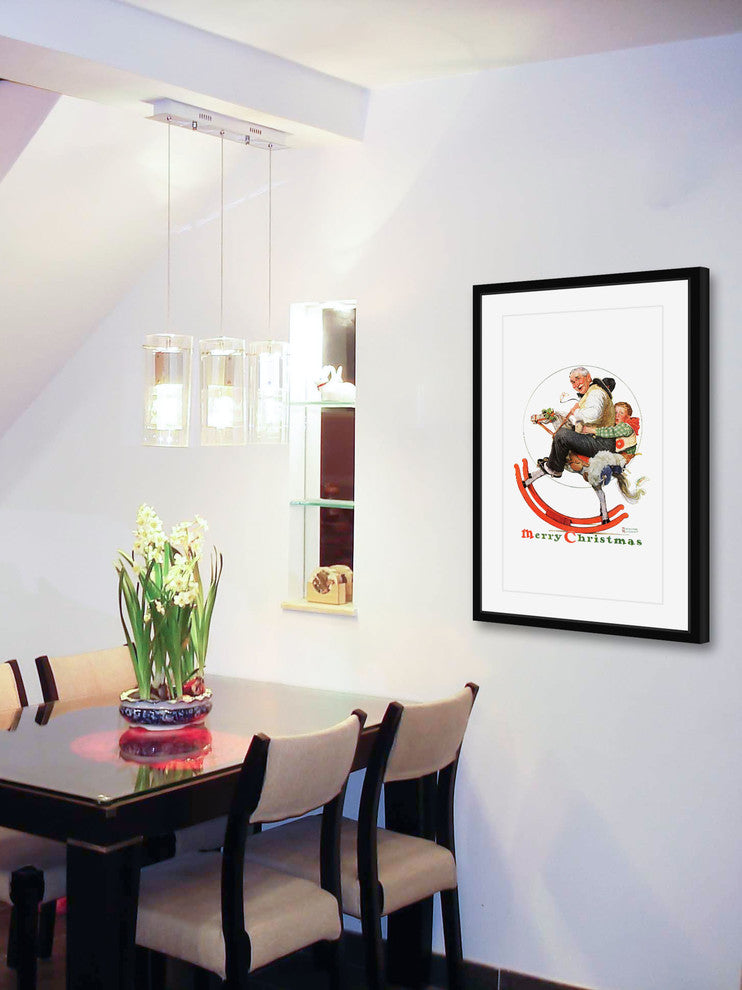 "Gramps, Rocking Horse" Framed Print by Norman Rockwell