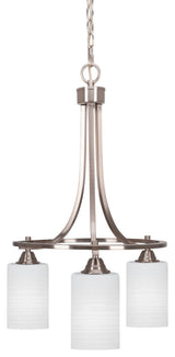Paramount Downlight 3-Light Chandelier, Brushed Nickel, 4" White Matrix Glass