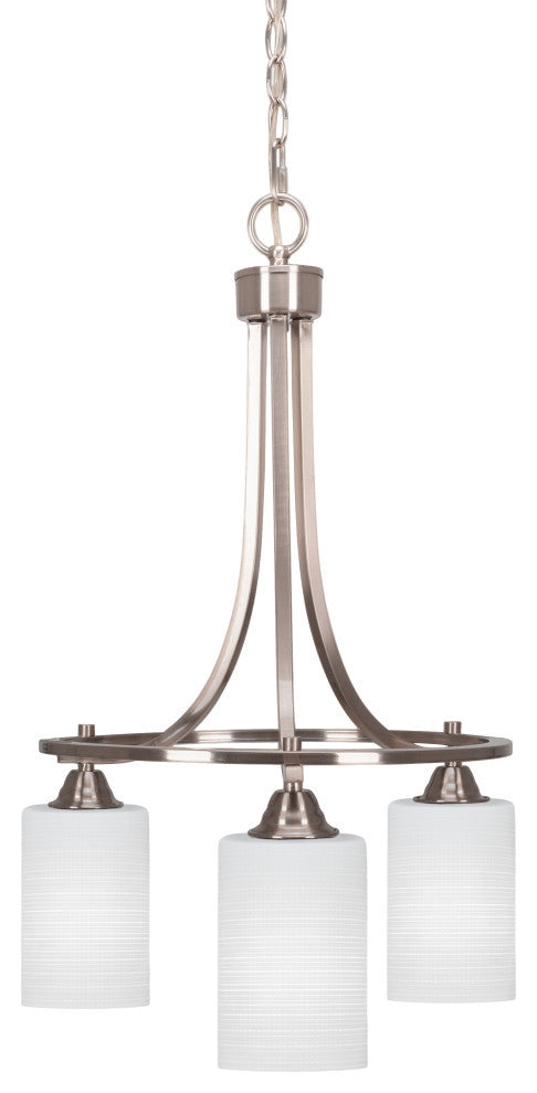 Paramount Downlight 3-Light Chandelier, Brushed Nickel, 4" White Matrix Glass
