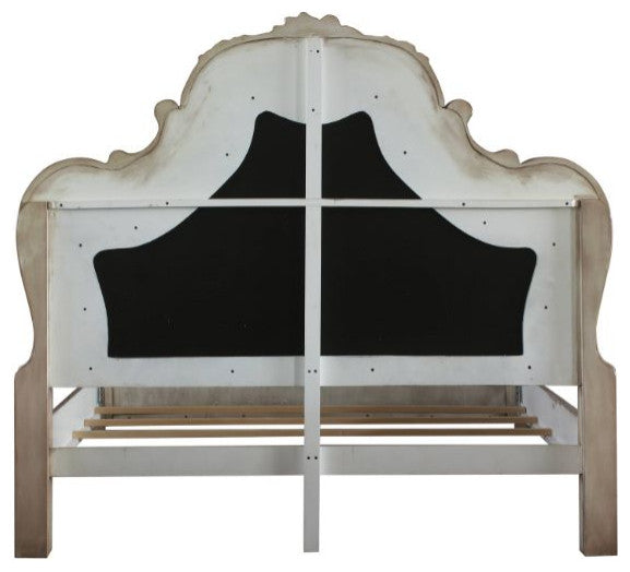 Jazlyn Ornamental Baroque Standard Bed, Vintage Bone White, Queen