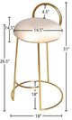 Ring Velvet Upholstered Counter Height Stool with Durable Iron Frame, Cream, Gold Finish