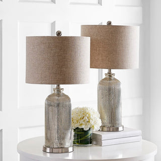 Safavieh Ashson Table Lamp Set of 2 Silver/Ivory