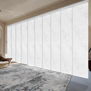 Flourishing White 10-Panel Track Extendable Vertical Blinds 120-218"W