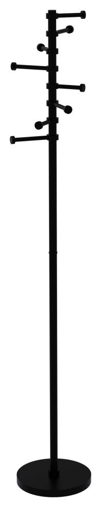 Freestanding Coat Rack with Six Pivoting Pegs, Matte Black