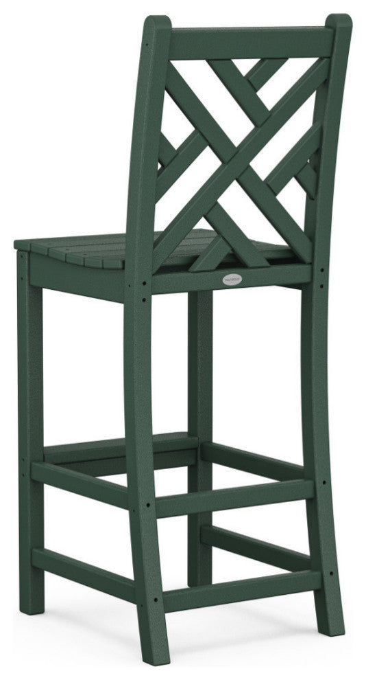 Polywood Chippendale Bar Side Chair, Green