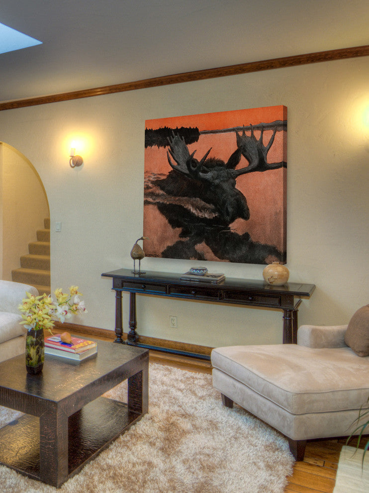 "Swimming Moose" Painting Print on Wrapped Canvas