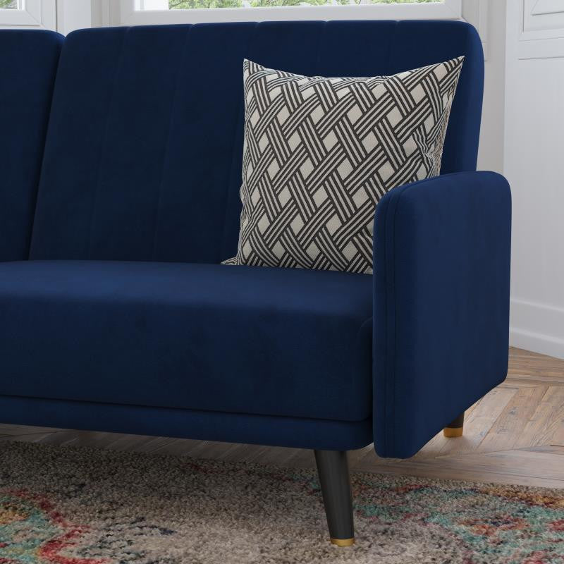 Sophia Premium Split Back Upholstered Sofa Futon, Navy