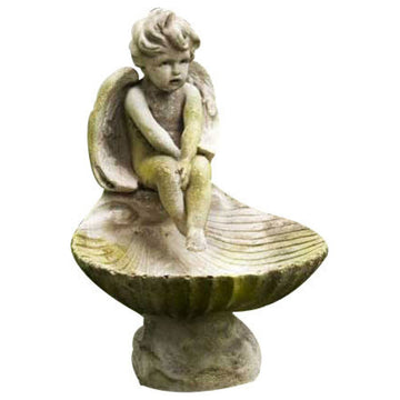 Meditating Birdbath 17" Garden Angel Statue