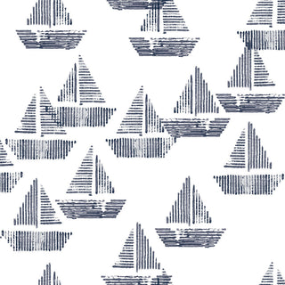 Sloop Dreams Wallcovering, Indigo, Roll, Traditional