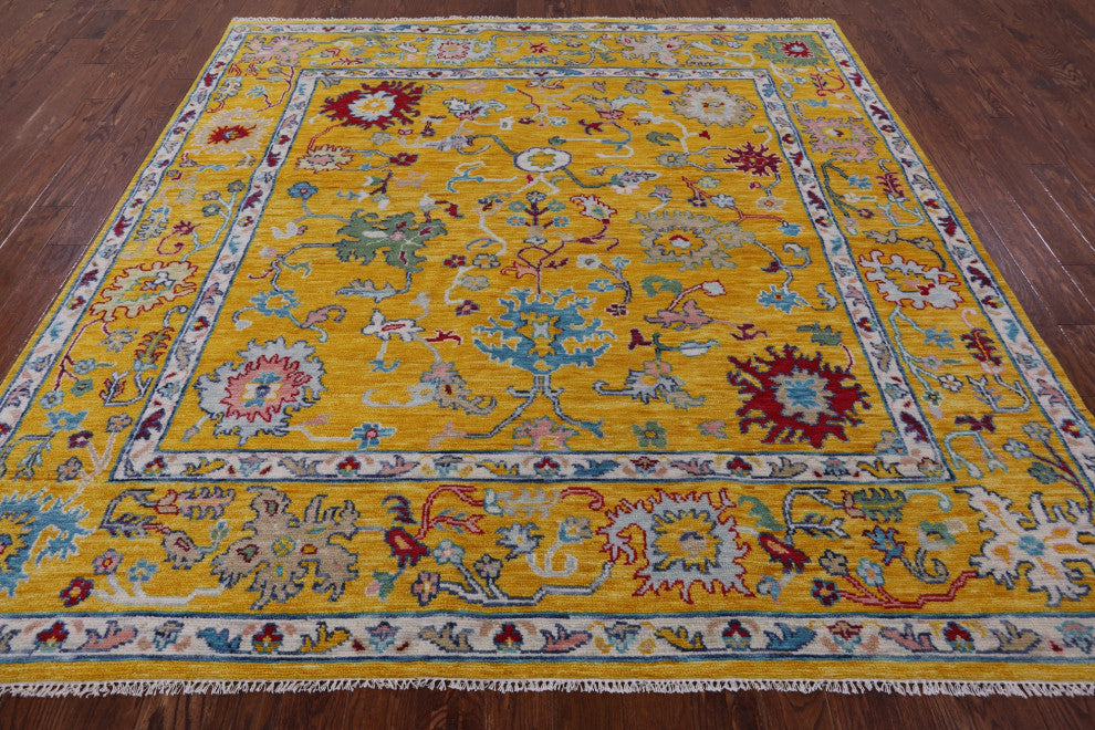 9' Square Turkish Oushak Handmade Wool Rug - Q13275